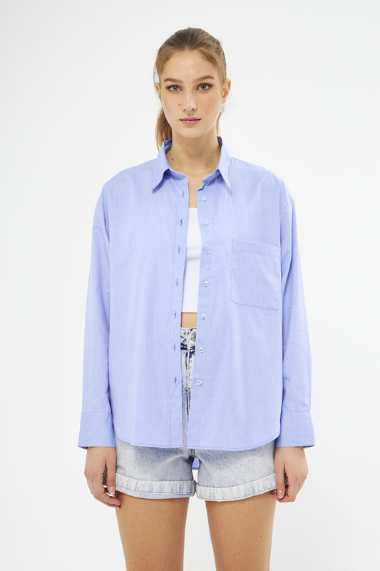 Mesfeno Oversize Loose Fit Basic Shirt Pocket Details