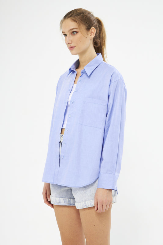 Mesfeno Oversize Loose Fit Basic Shirt Pocket Details