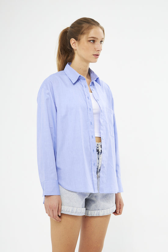Mesfeno Oversize Loose Fit Basic Shirt Pocket Details