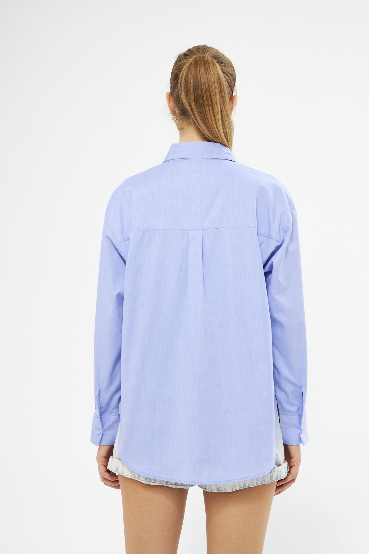 Mesfeno Oversize Loose Fit Basic Shirt Pocket Details