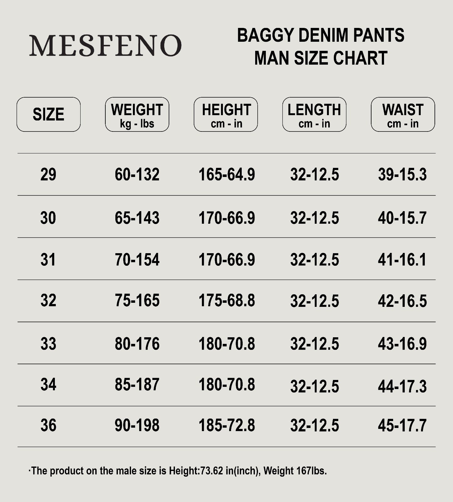 Mesfeno Men's Basic Baggy Loose Fit Denim Pants