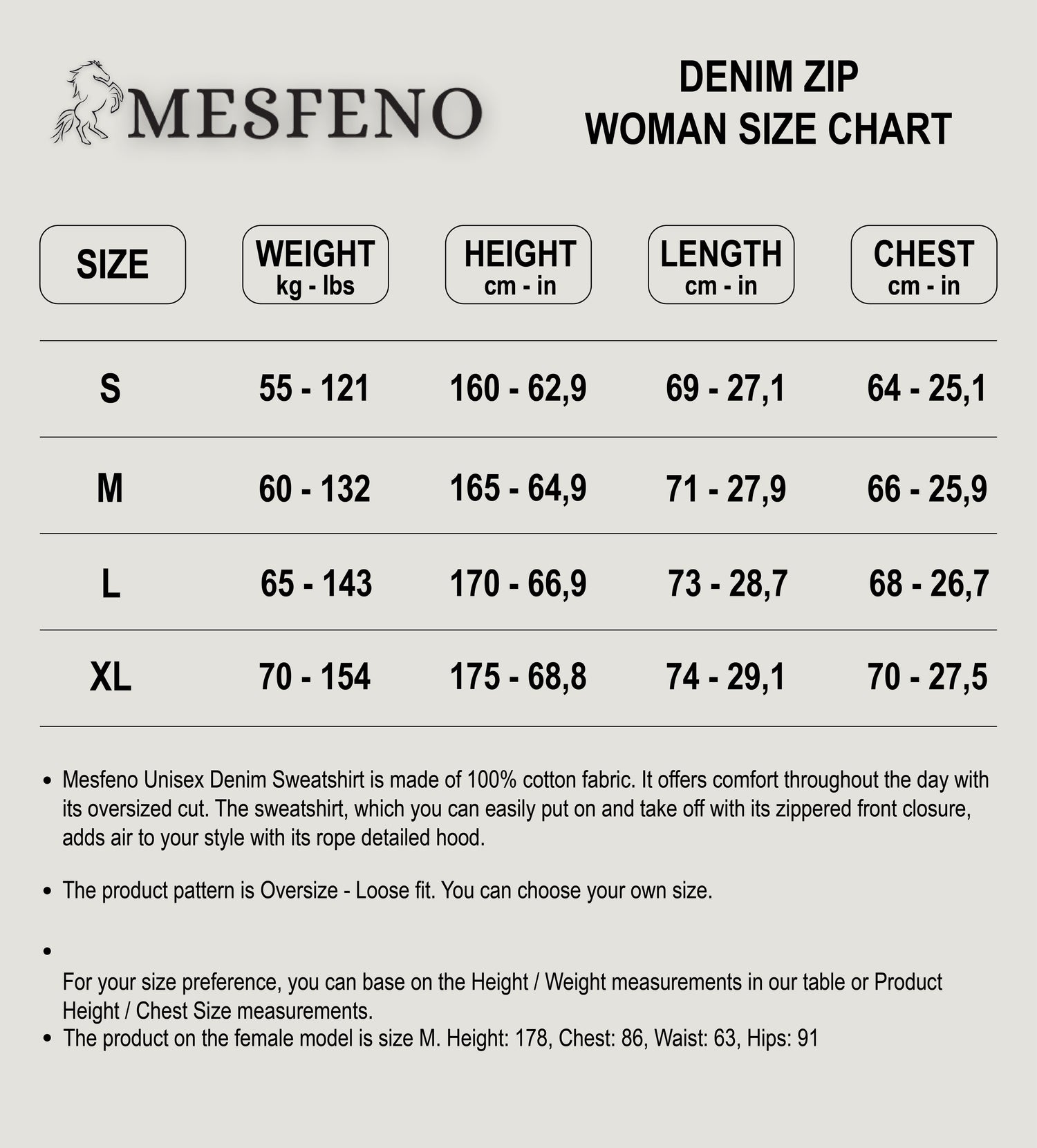 Mesfeno Hooded Denim Fabric Women's Sweatshirt