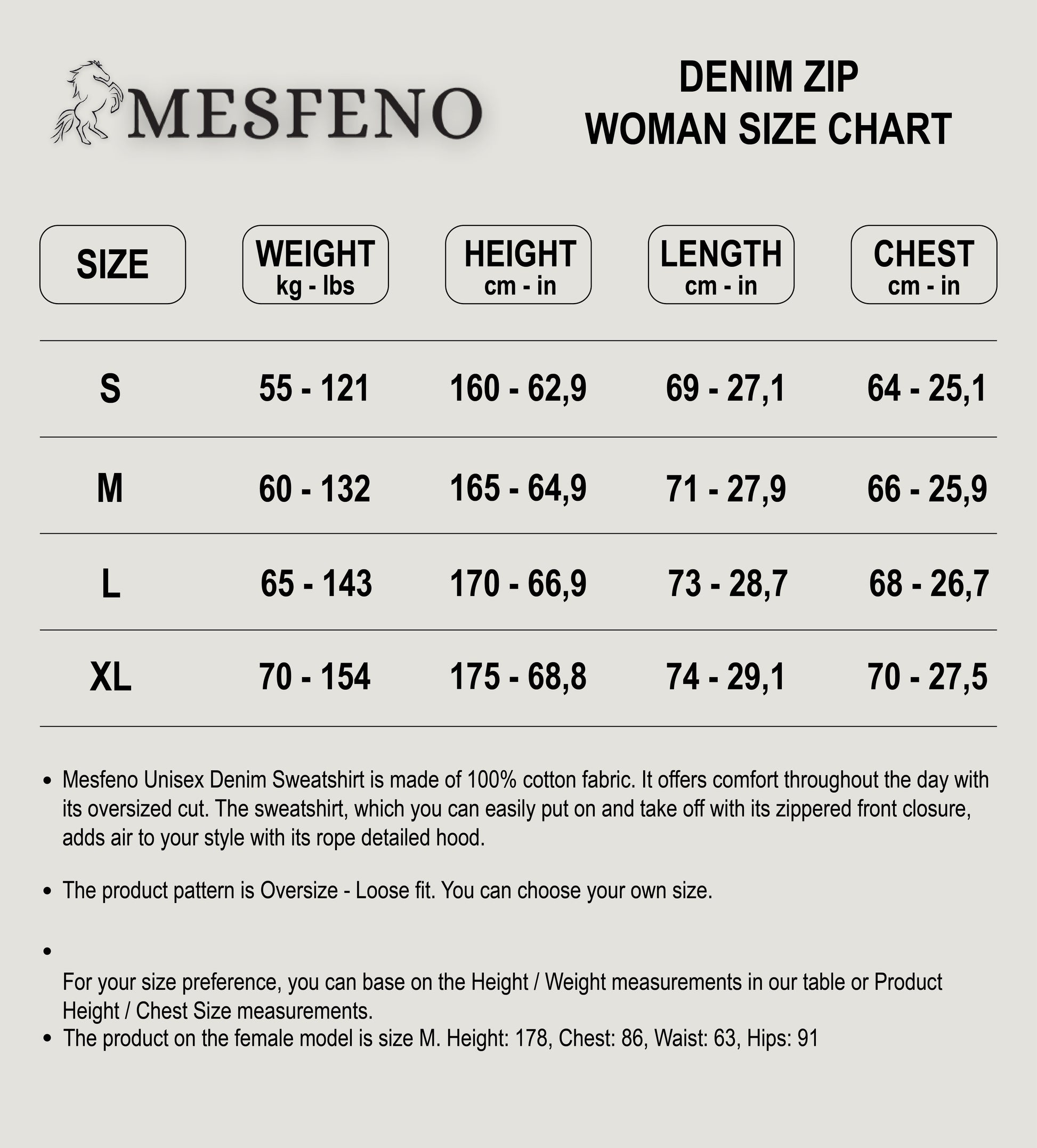 Mesfeno Hooded Denim Fabric Women's Sweatshirt