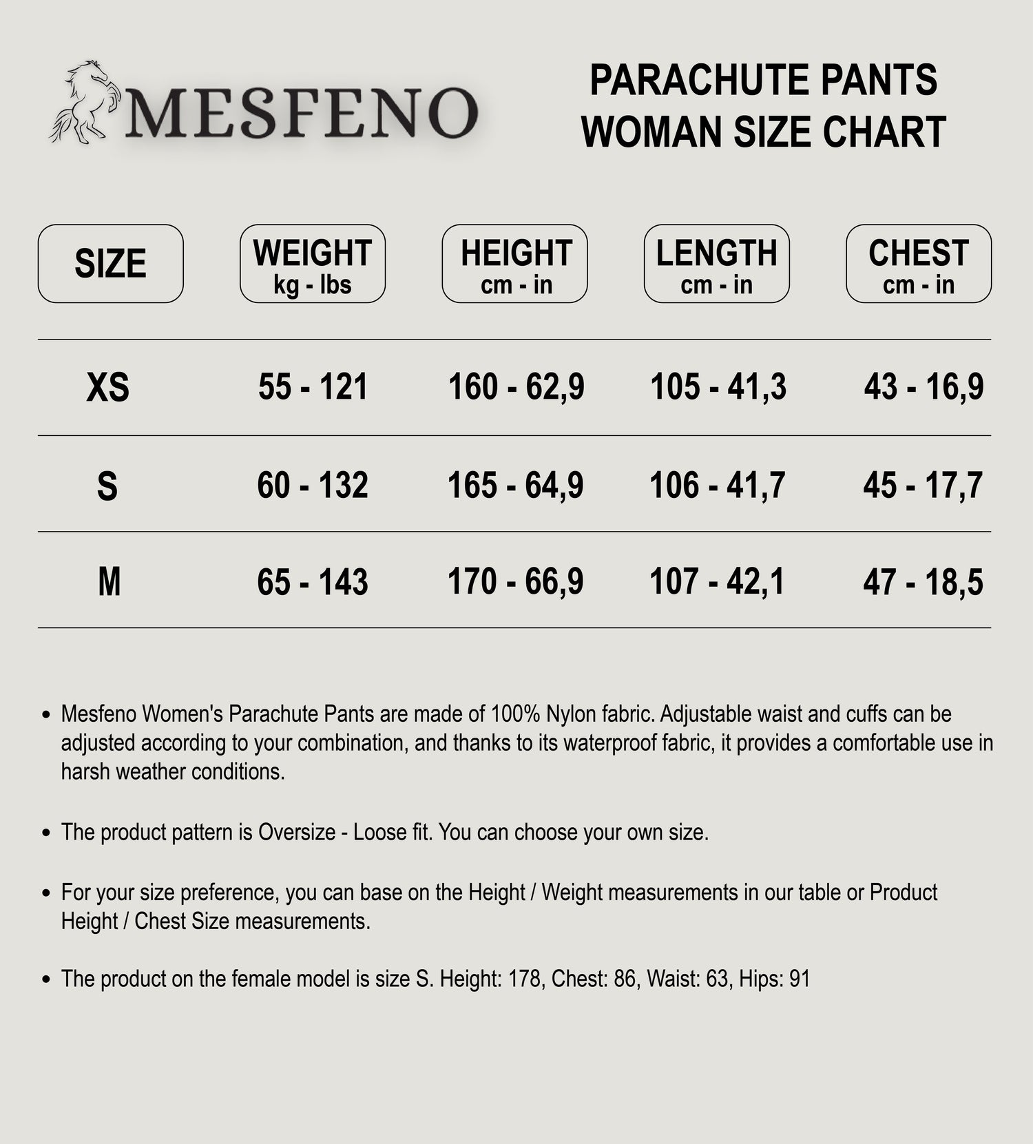 Mesfeno Women's Parachute Pants Water-Resistant Fabric