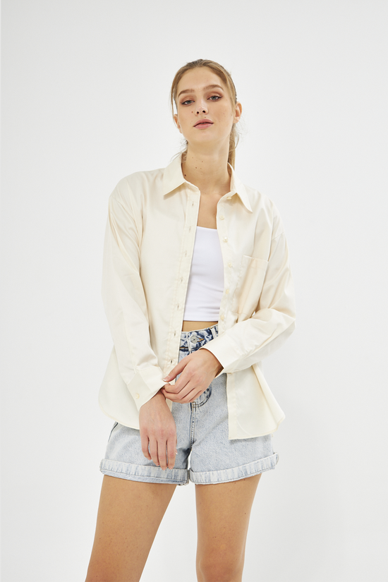 Mesfeno Oversize Loose Fit Basic Shirt Pocket Details