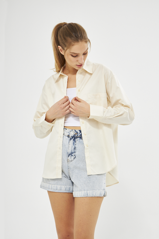Mesfeno Oversize Loose Fit Basic Shirt Pocket Details