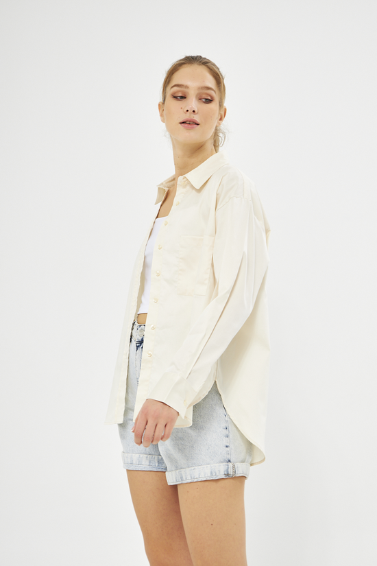 Mesfeno Oversize Loose Fit Basic Shirt Pocket Details