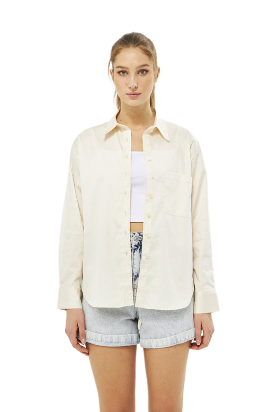 Mesfeno Oversize Loose Fit Basic Shirt Pocket Details
