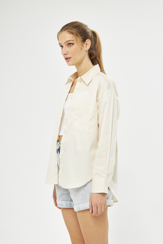 Mesfeno Oversize Loose Fit Basic Shirt Pocket Details