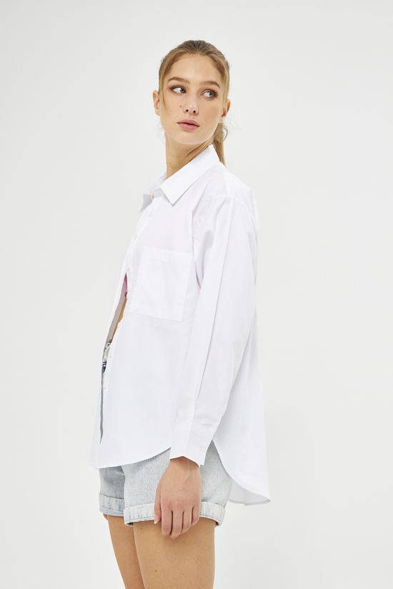Mesfeno Oversize Loose Fit Basic Shirt Pocket Details