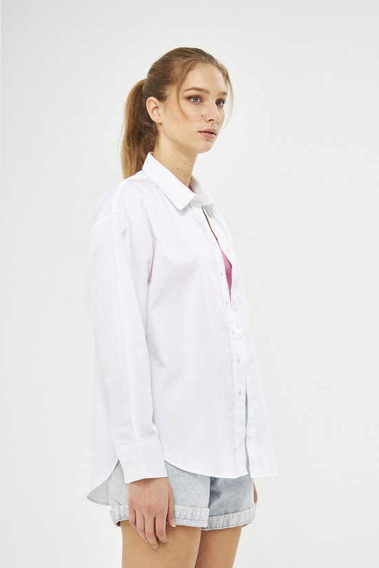 Mesfeno Oversize Loose Fit Basic Shirt Pocket Details