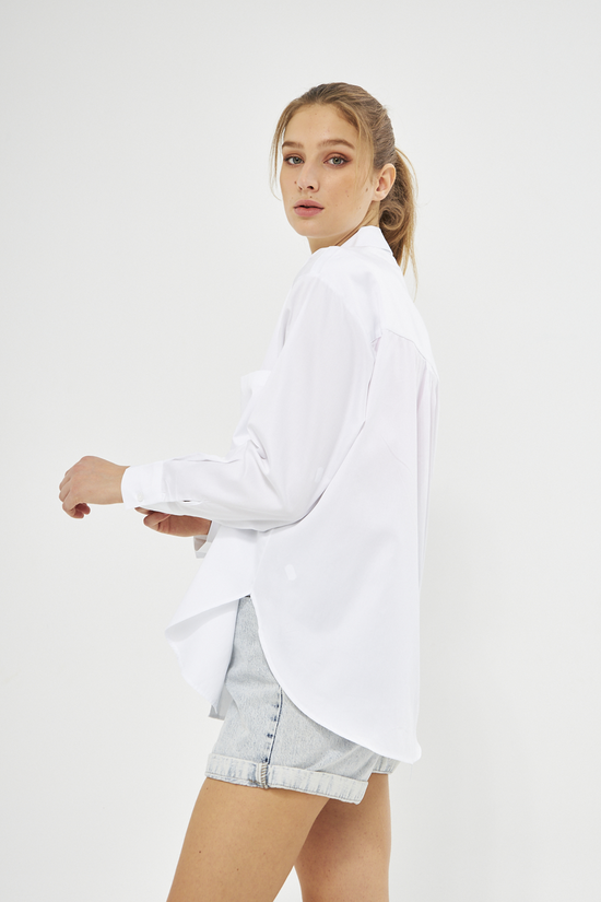 Mesfeno Oversize Loose Fit Basic Shirt Pocket Details