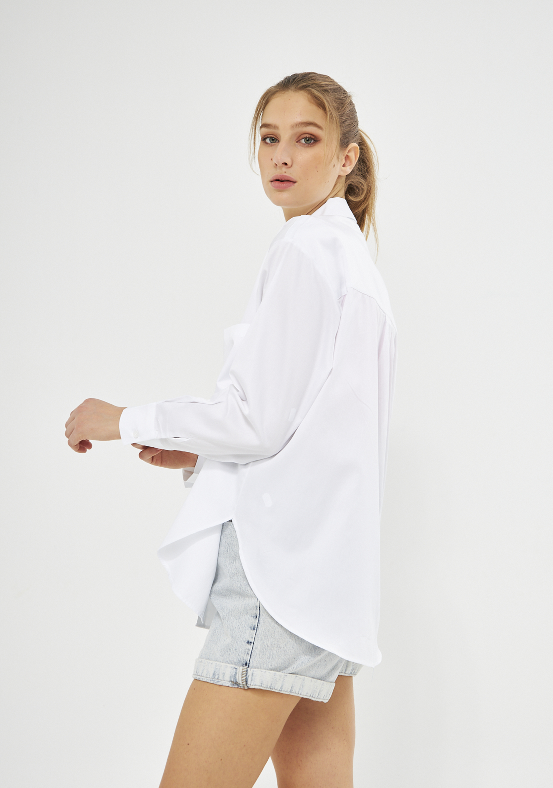 Mesfeno Oversize Loose Fit Basic Shirt Pocket Details