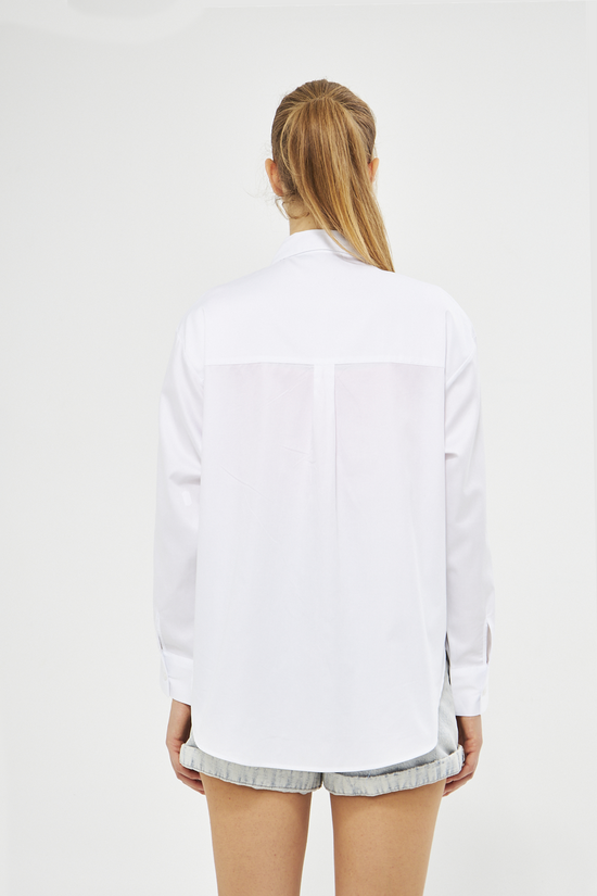 Mesfeno Oversize Loose Fit Basic Shirt Pocket Details