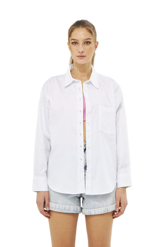 Mesfeno Oversize Loose Fit Basic Shirt Pocket Details