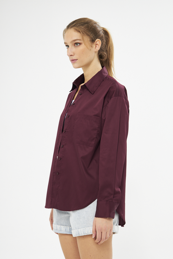 Mesfeno Oversize Loose Fit Basic Shirt Pocket Details