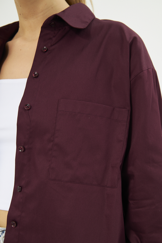 Mesfeno Oversize Loose Fit Basic Shirt Pocket Details