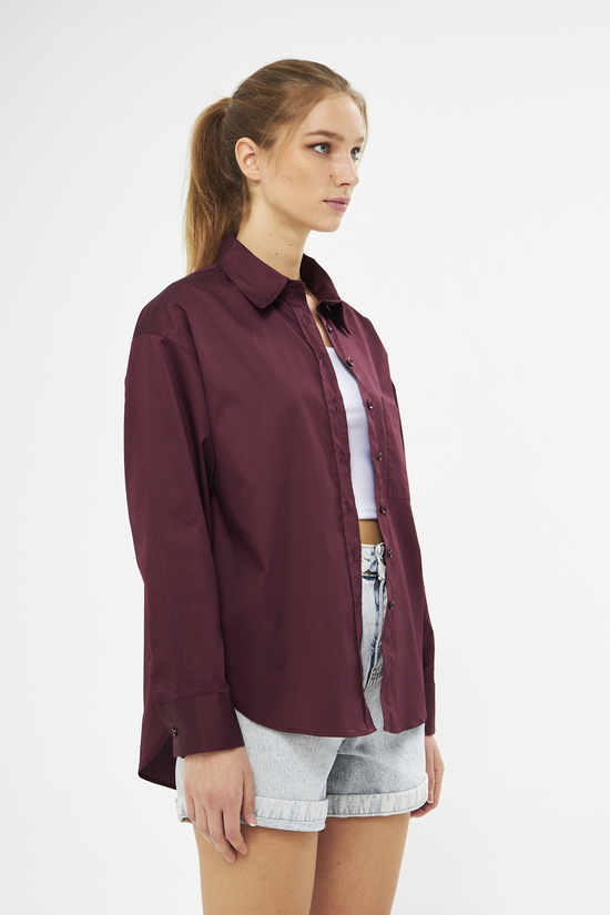 Mesfeno Oversize Loose Fit Basic Shirt Pocket Details