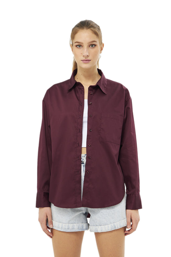 Mesfeno Oversize Loose Fit Basic Shirt Pocket Details