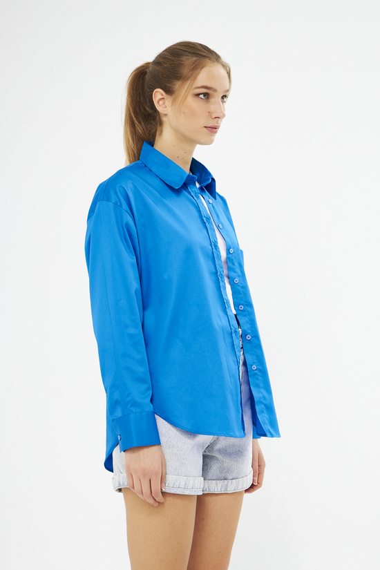 Mesfeno Oversize Loose Fit Basic Shirt Pocket Details