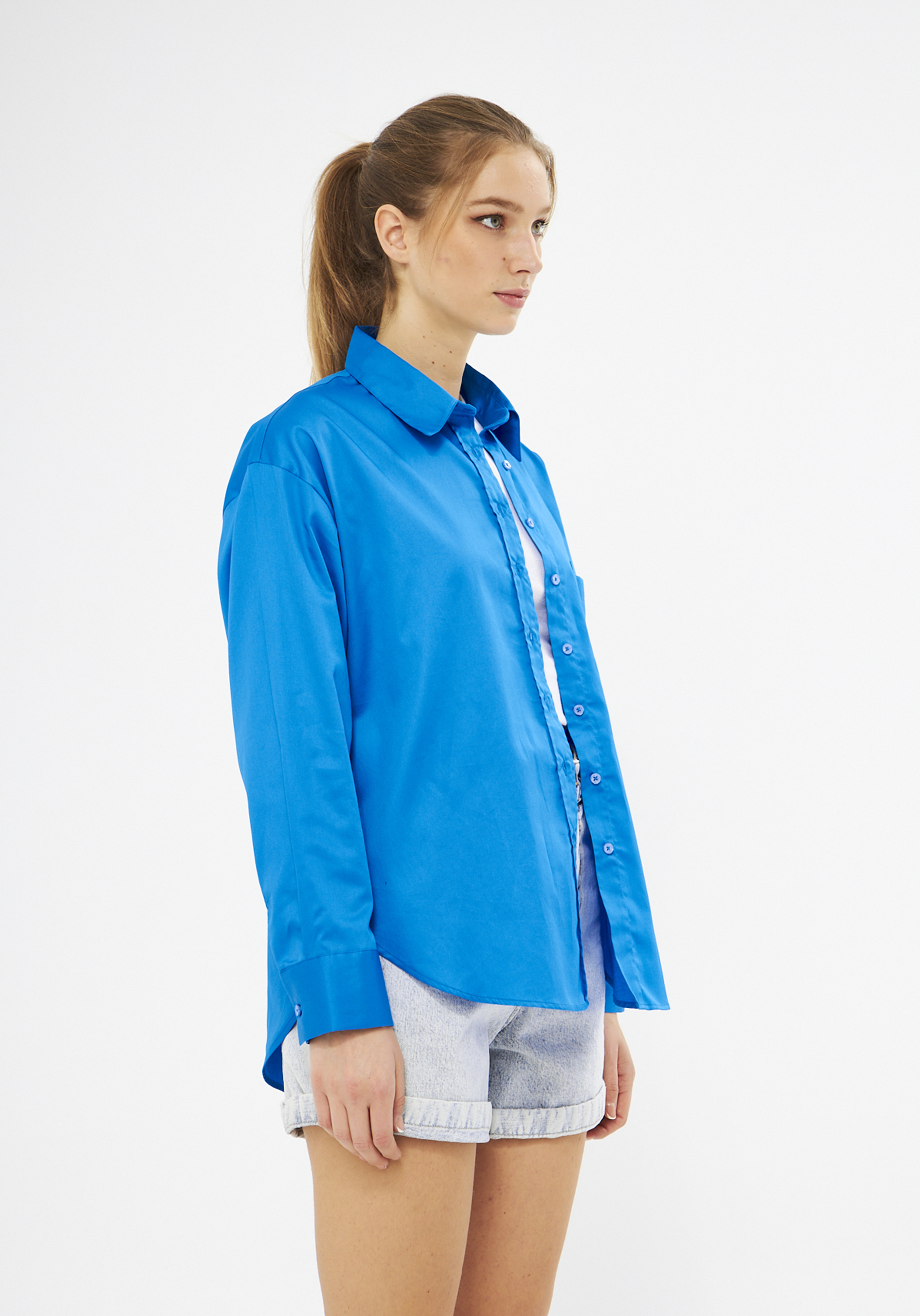 Mesfeno Oversize Loose Fit Basic Shirt Pocket Details