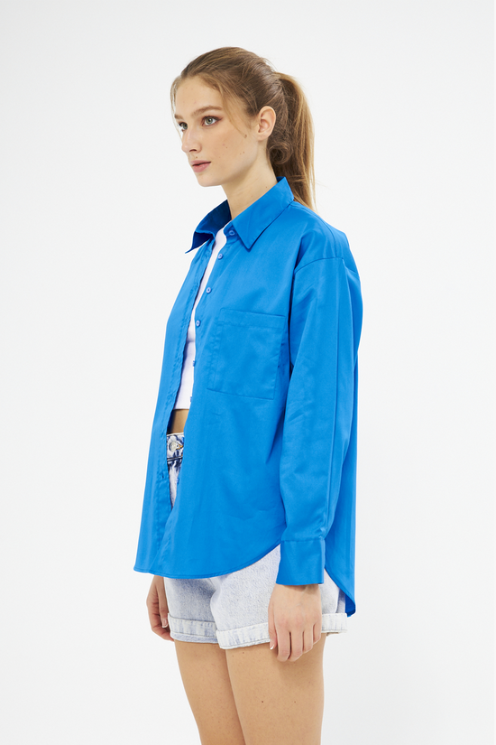Mesfeno Oversize Loose Fit Basic Shirt Pocket Details
