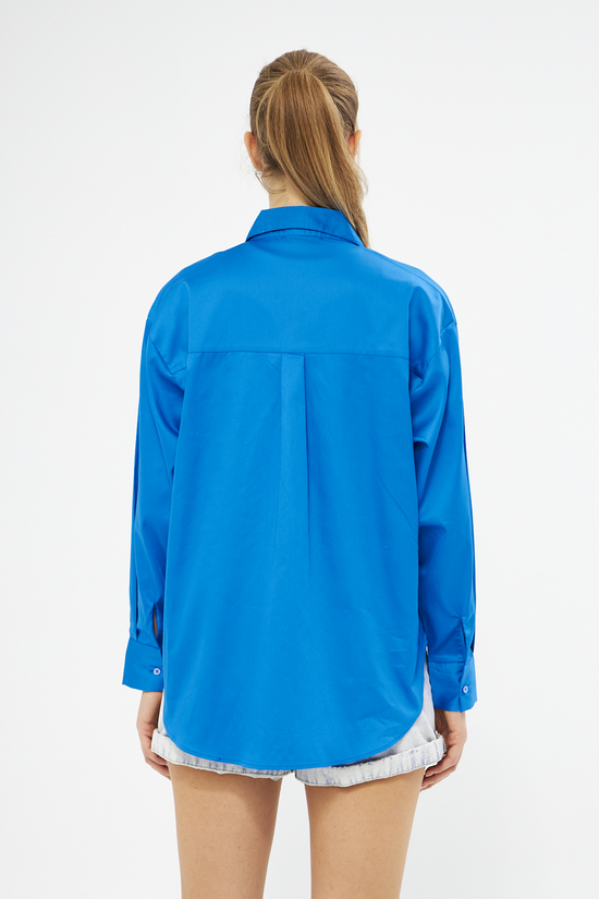 Mesfeno Oversize Loose Fit Basic Shirt Pocket Details