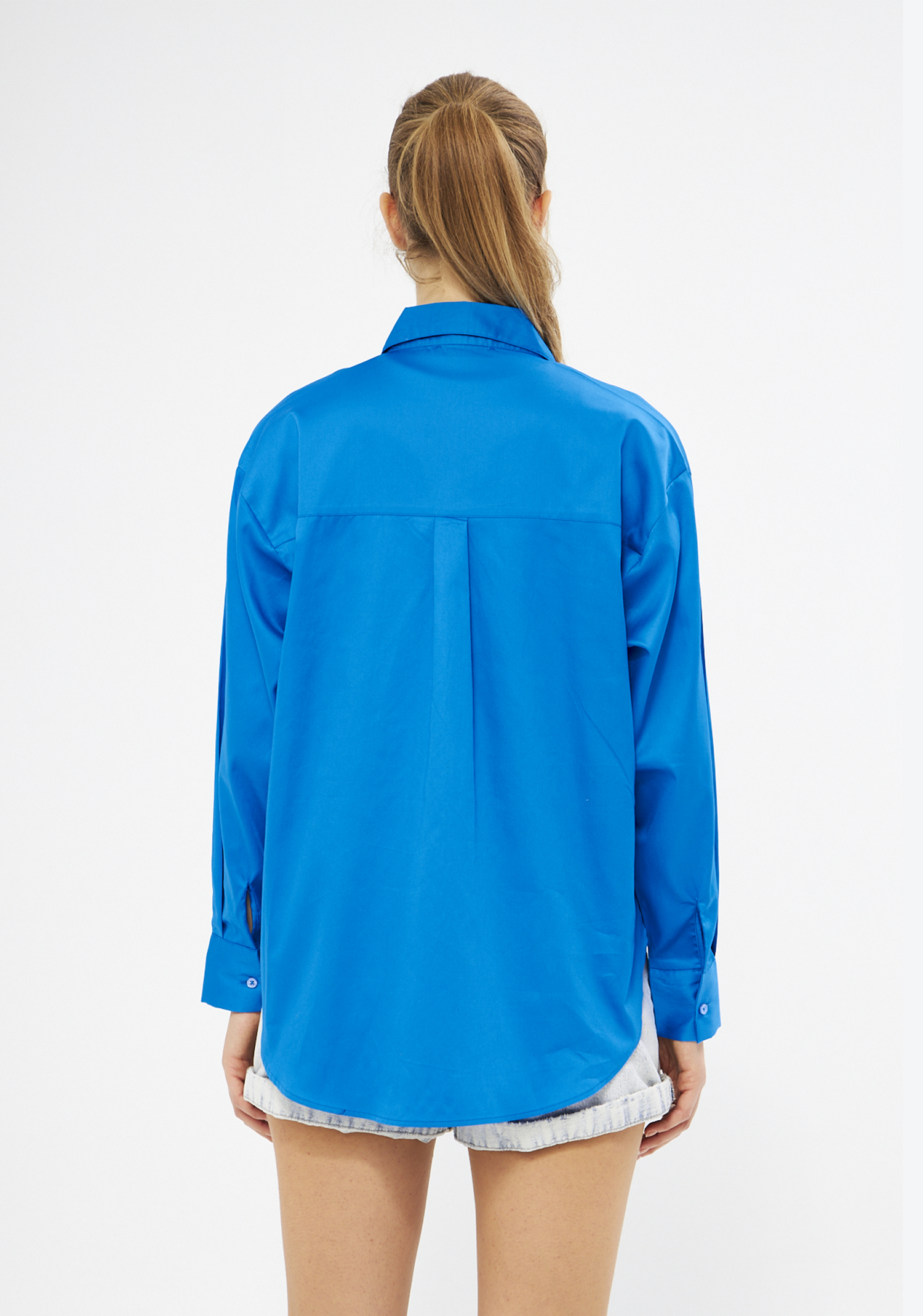 Mesfeno Oversize Loose Fit Basic Shirt Pocket Details