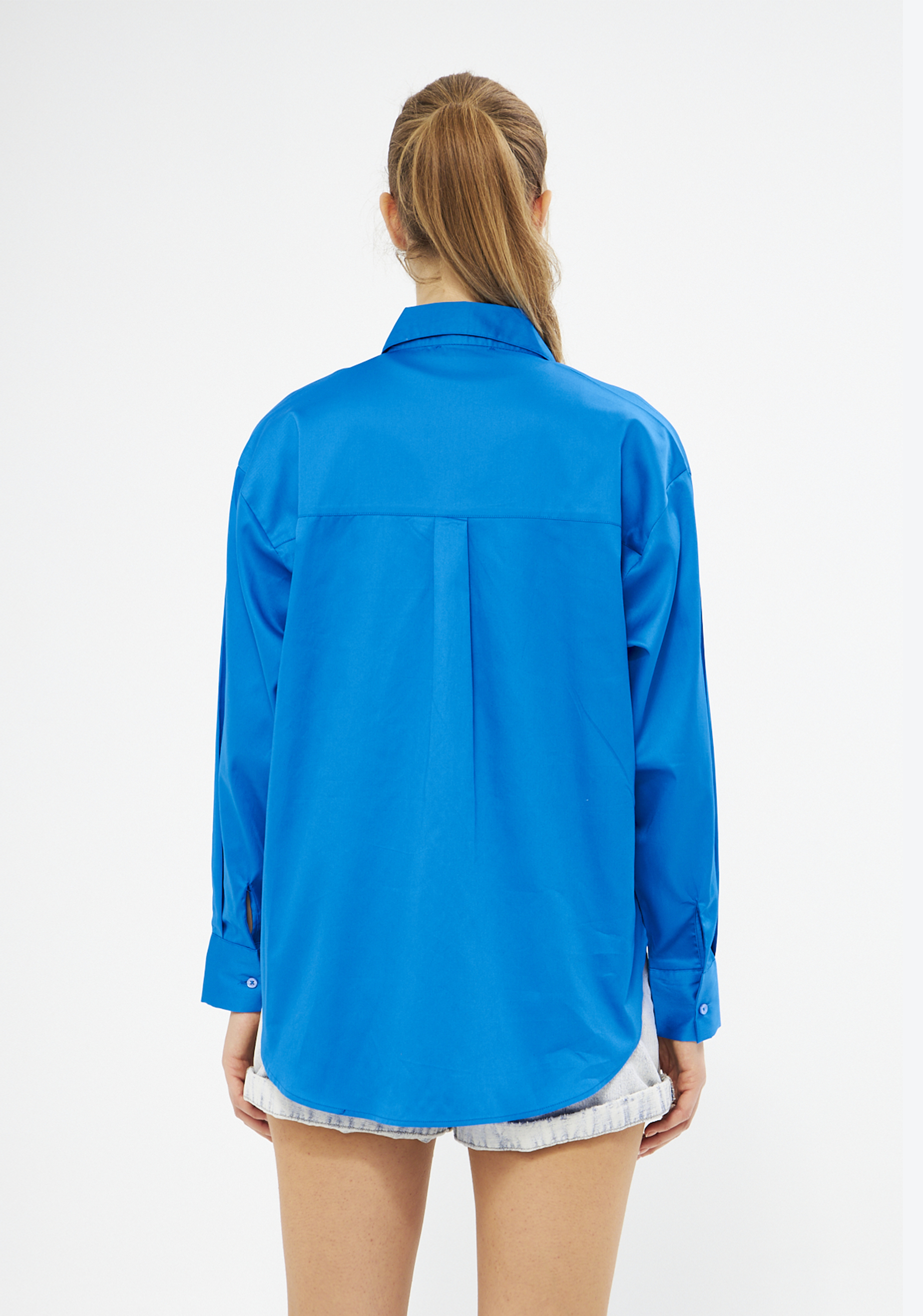 Mesfeno Oversize Loose Fit Basic Shirt Pocket Details