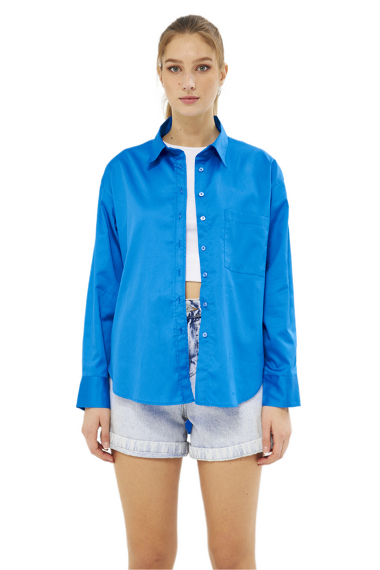 Mesfeno Oversize Loose Fit Basic Shirt Pocket Details