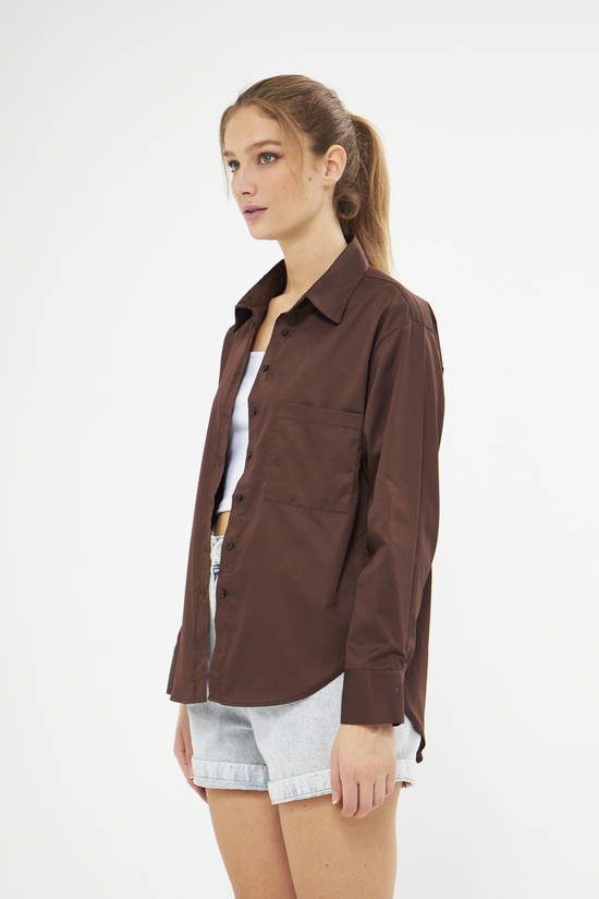 Mesfeno Oversize Loose Fit Basic Shirt Pocket Details