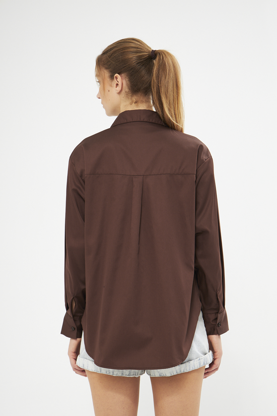 Mesfeno Oversize Loose Fit Basic Shirt Pocket Details