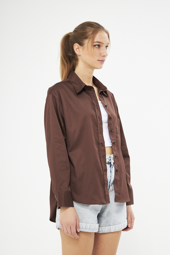 Mesfeno Oversize Loose Fit Basic Shirt Pocket Details