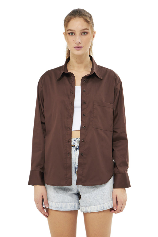 Mesfeno Oversize Loose Fit Basic Shirt Pocket Details