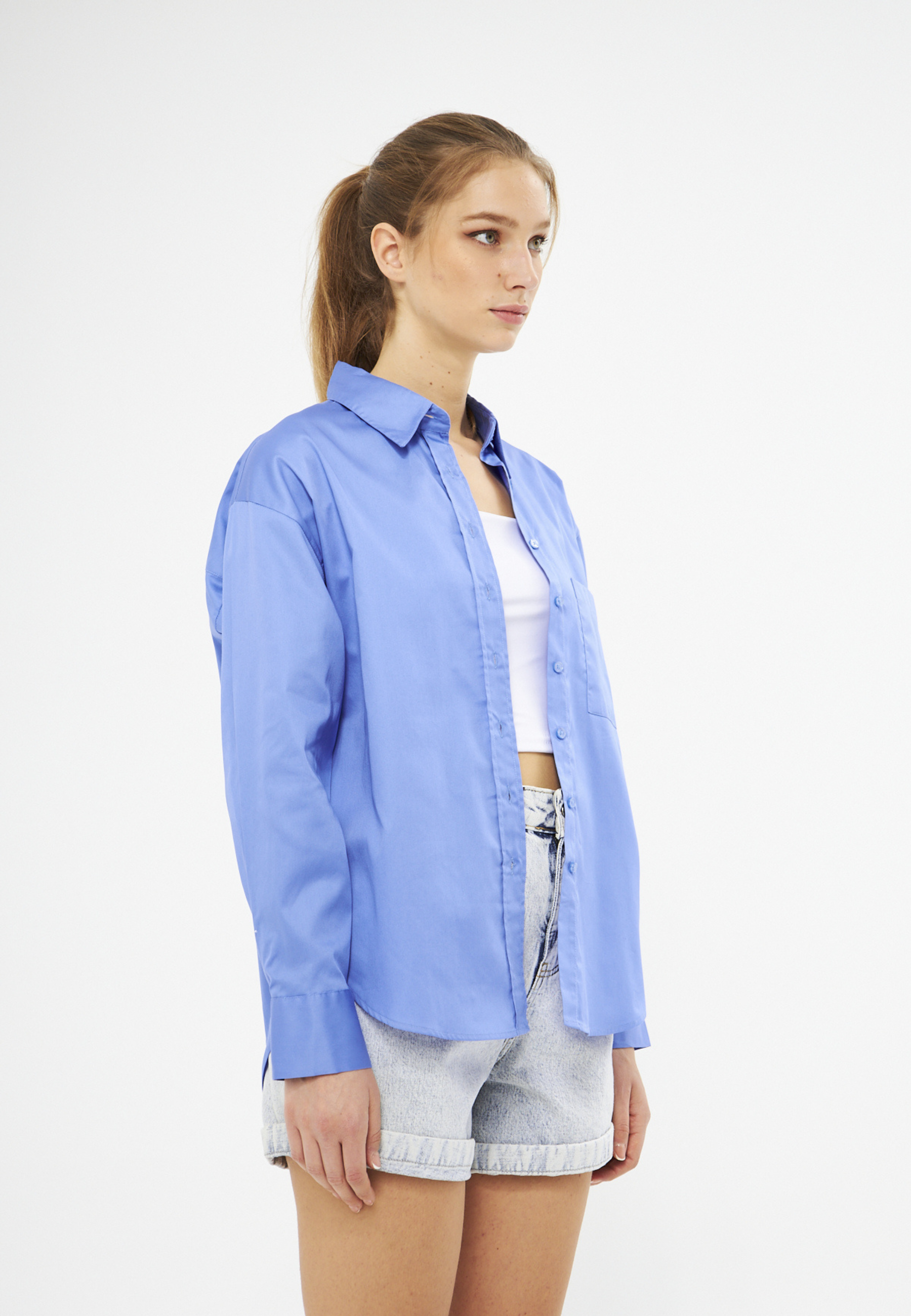Mesfeno Oversize Loose Fit Basic Shirt Pocket Details