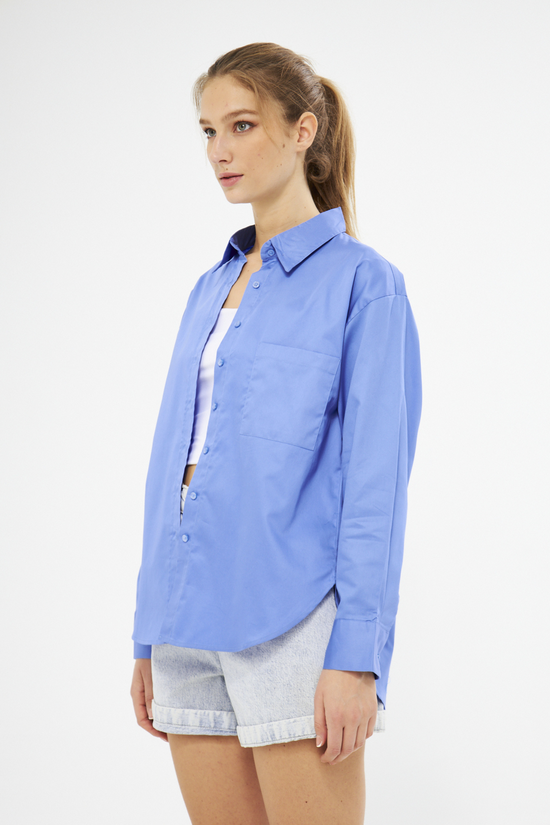 Mesfeno Oversize Loose Fit Basic Shirt Pocket Details
