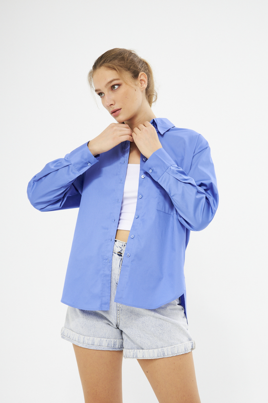 Mesfeno Oversize Loose Fit Basic Shirt Pocket Details