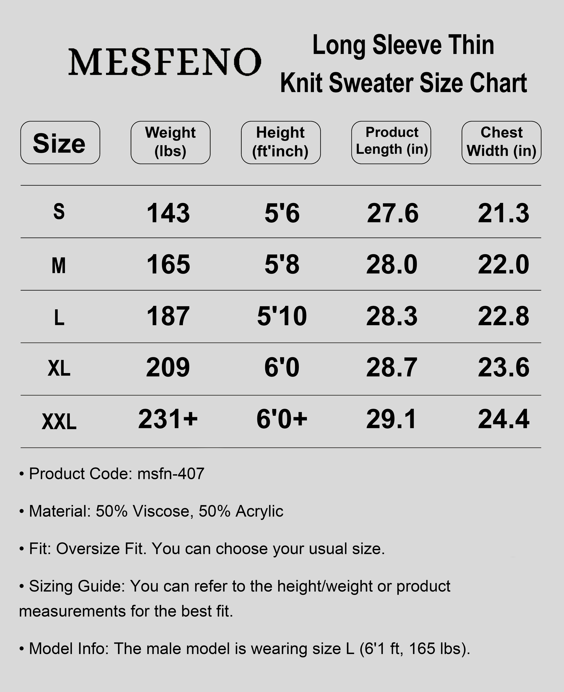 Long Sleeve Oversized Fine Knit Men’s Sweater
