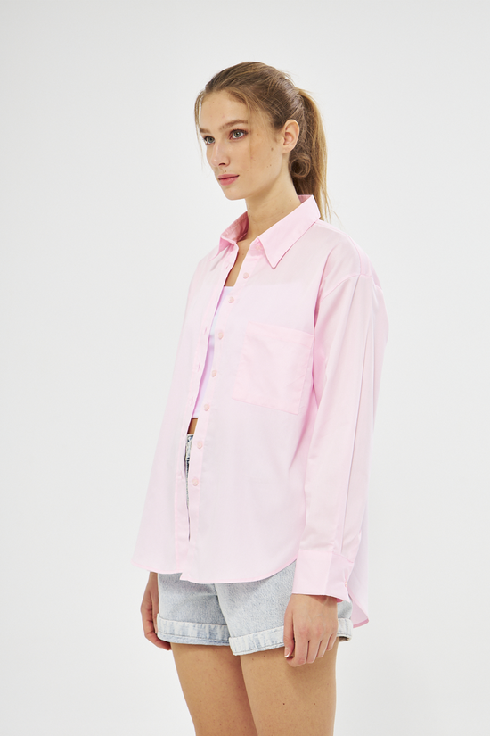 Mesfeno Oversize Loose Fit Basic Shirt Pocket Details