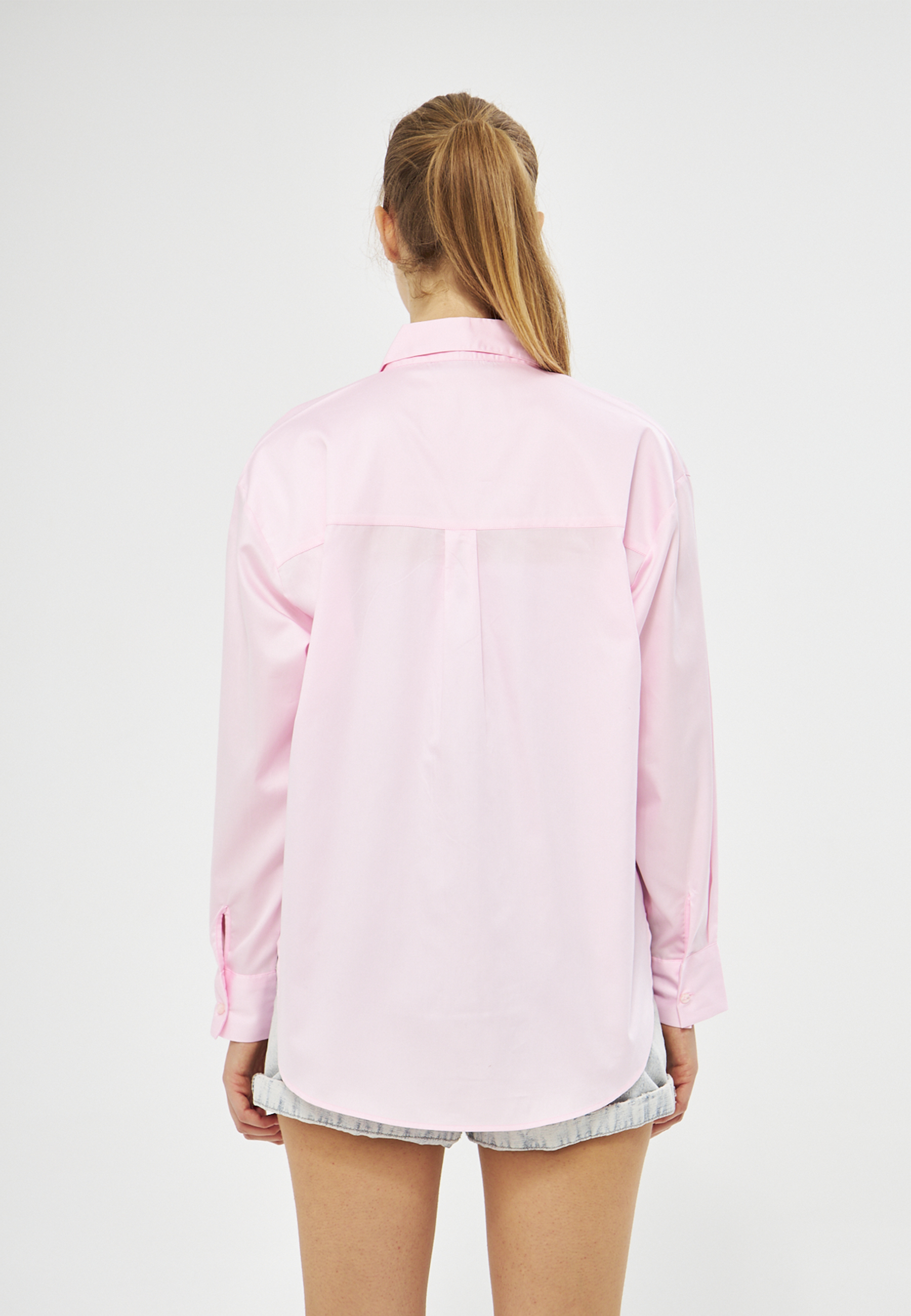 Mesfeno Oversize Loose Fit Basic Shirt Pocket Details