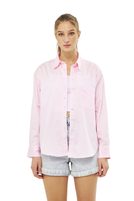 Mesfeno Oversize Loose Fit Basic Shirt Pocket Details
