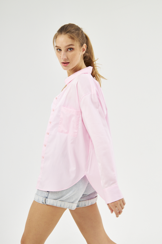 Mesfeno Oversize Loose Fit Basic Shirt Pocket Details