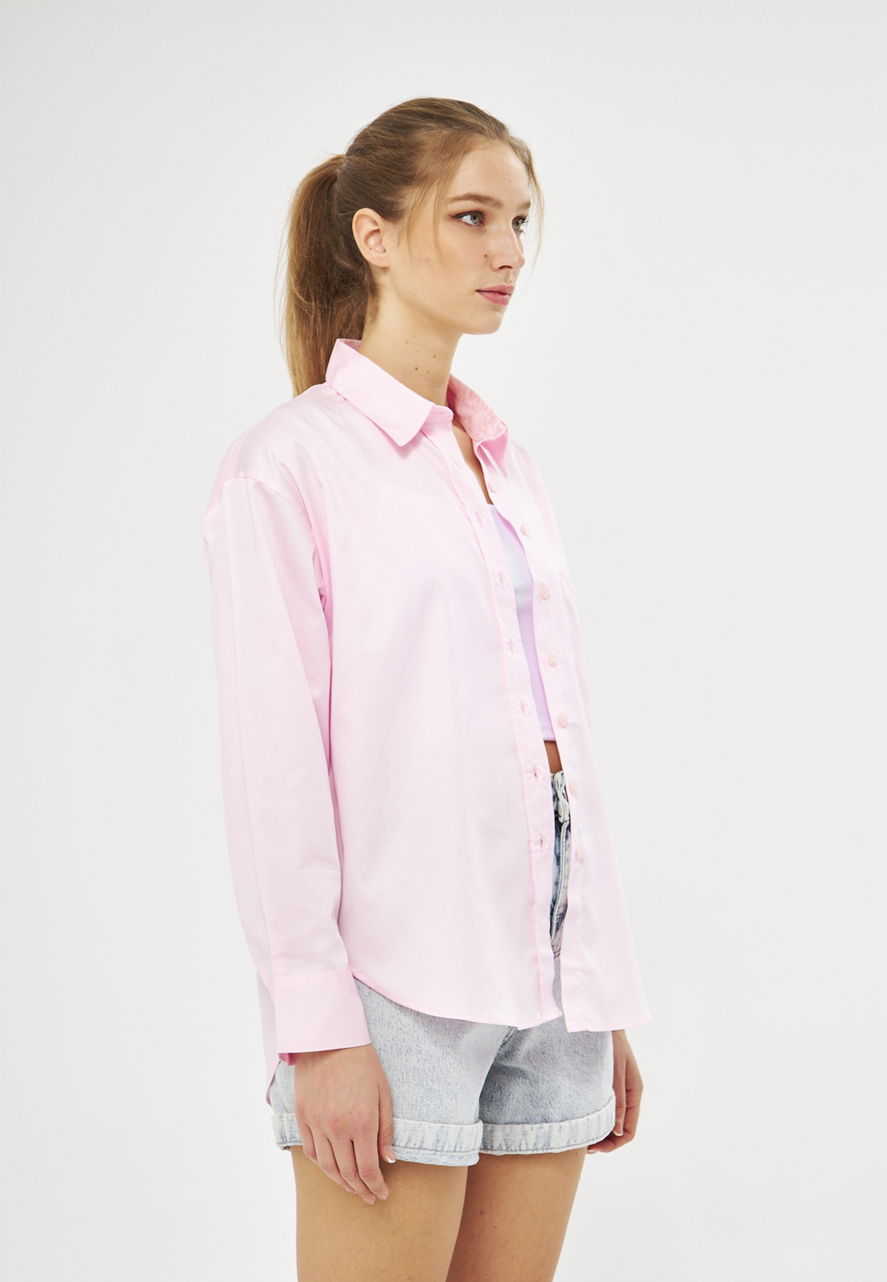Mesfeno Oversize Loose Fit Basic Shirt Pocket Details