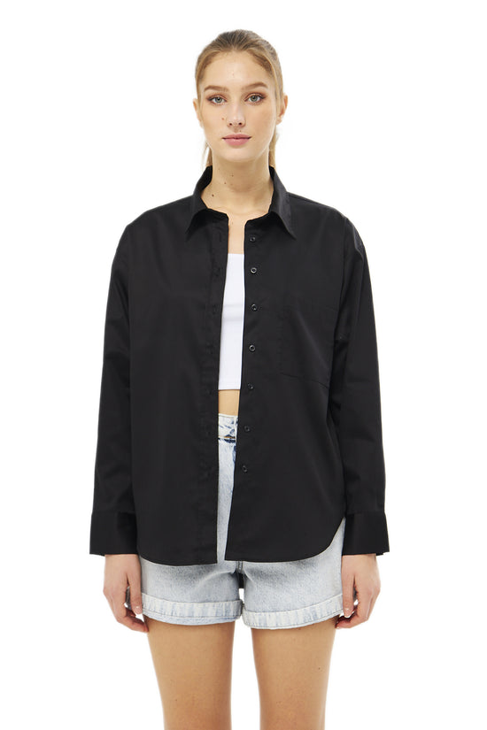 Mesfeno Oversize Loose Fit Basic Shirt Pocket Details