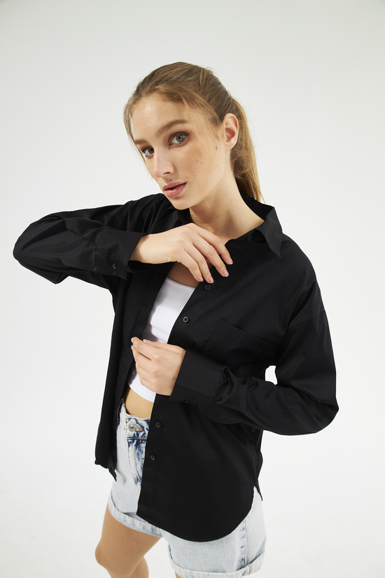 Mesfeno Oversize Loose Fit Basic Shirt Pocket Details