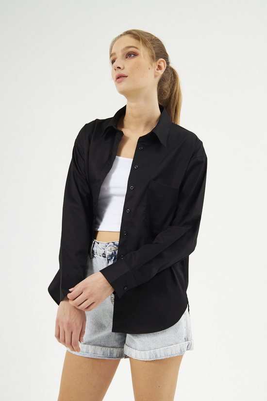 Mesfeno Oversize Loose Fit Basic Shirt Pocket Details