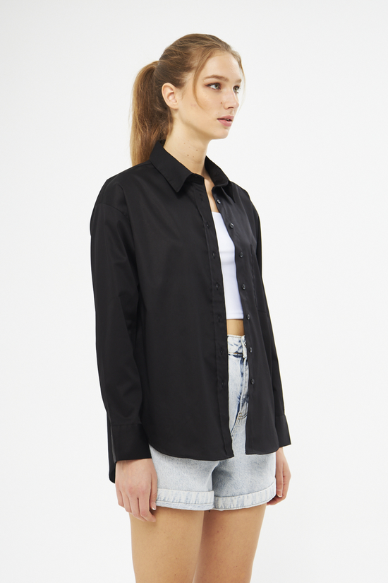 Mesfeno Oversize Loose Fit Basic Shirt Pocket Details