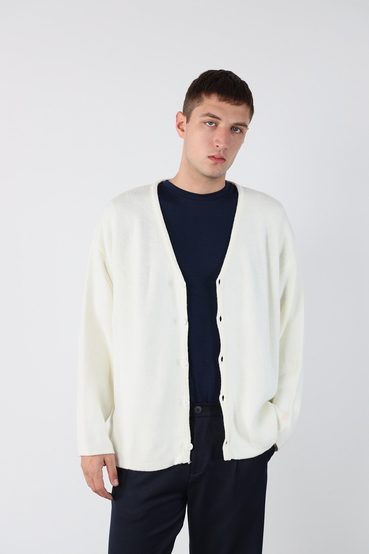 Oversize Buttoned Knit Cardigan