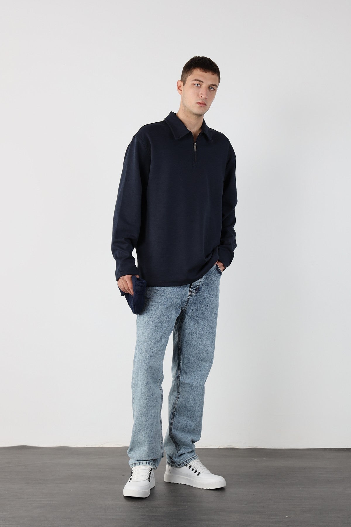 Half Zipper Oversize Mens Sweatshirt