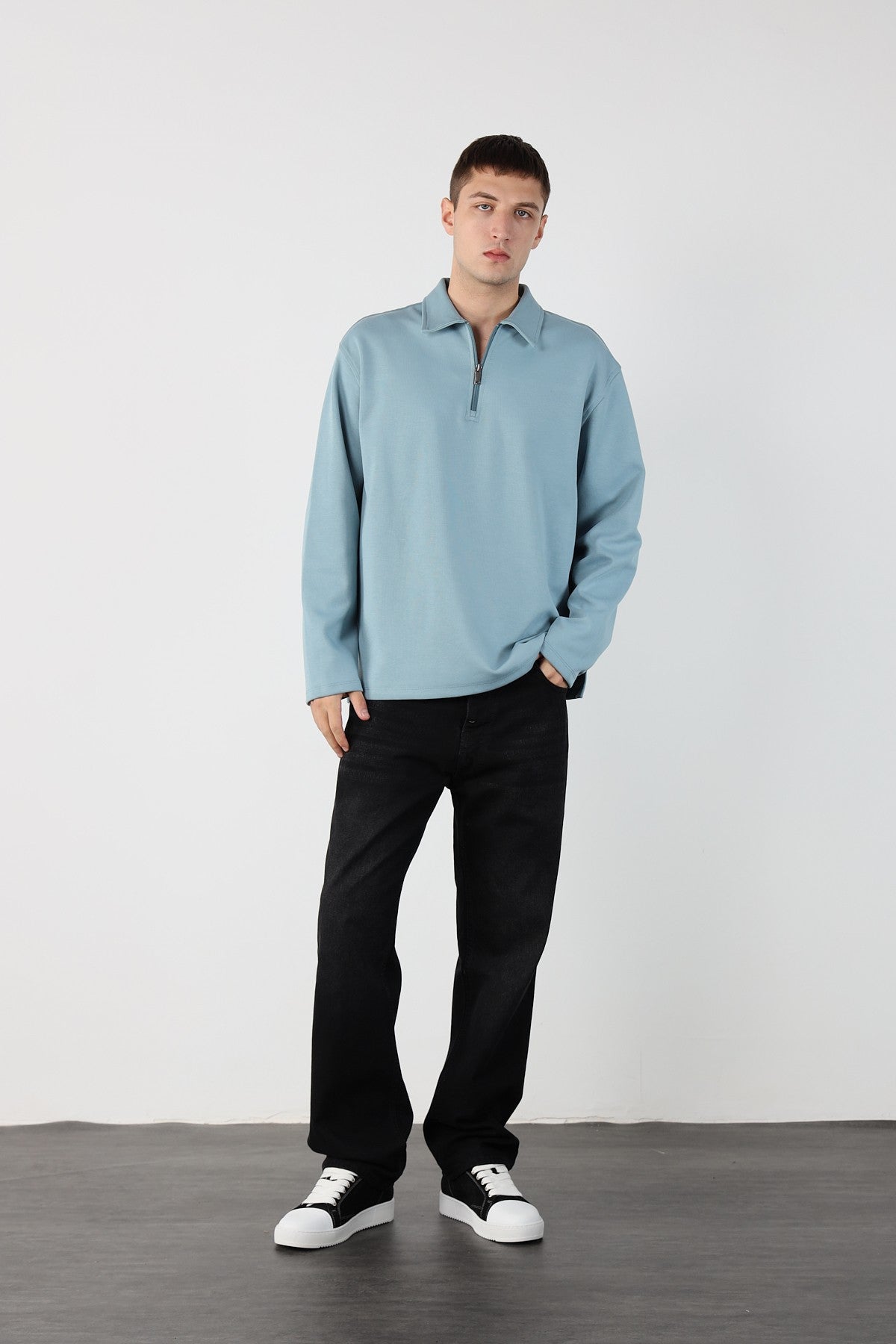Half Zipper Oversize Mens Sweatshirt